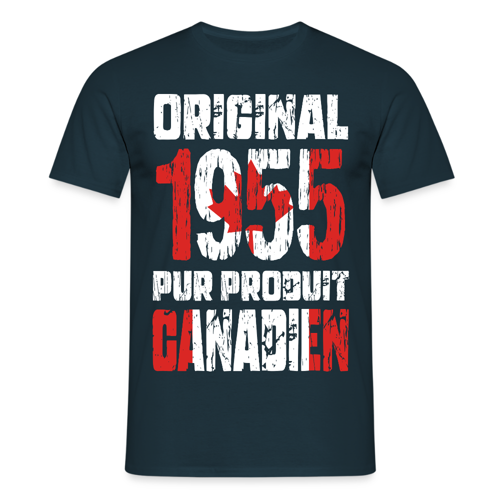 T-shirt Homme - Anniversaire 70 Ans - Original 1955 - Pur produit Canadien - marine