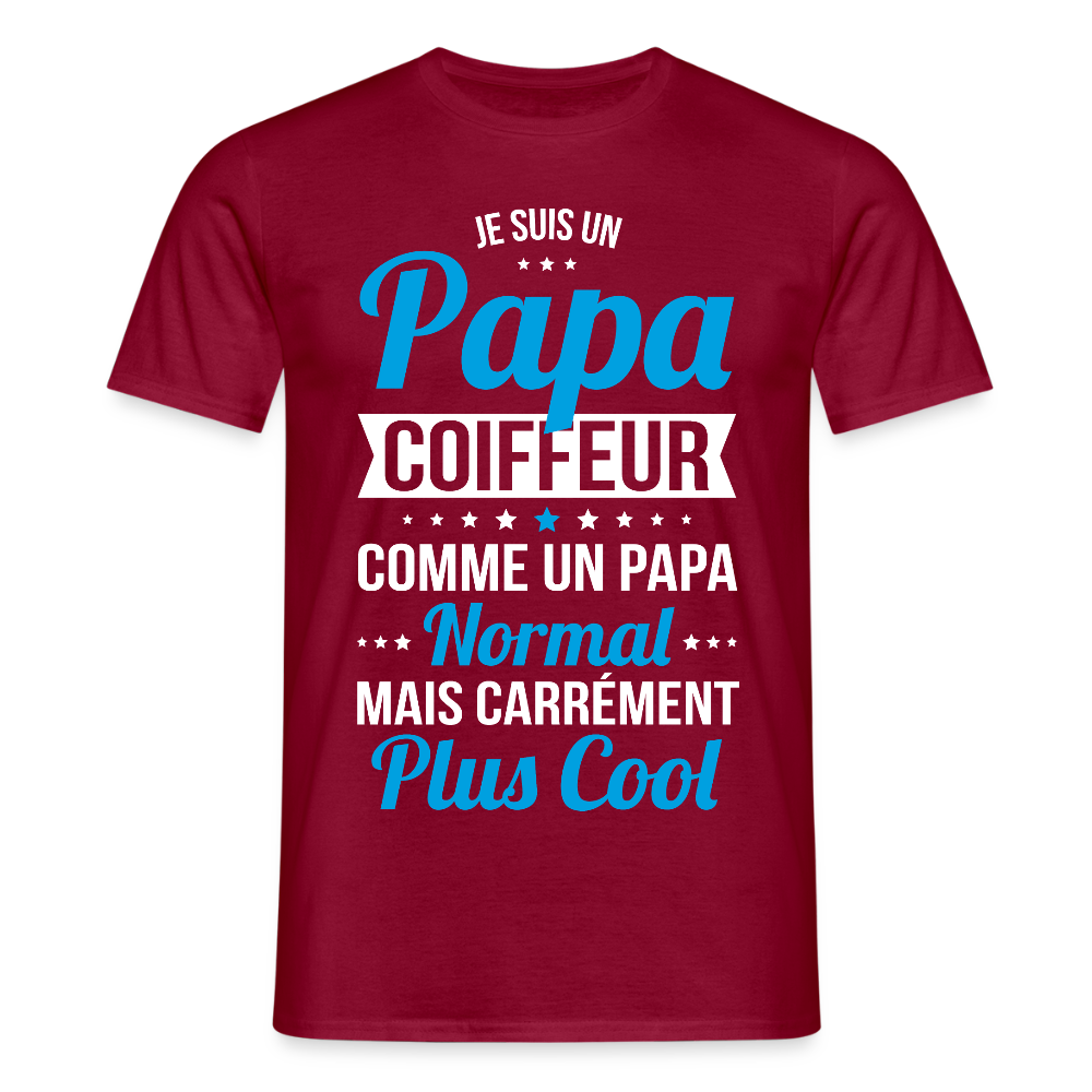 T-shirt Homme - Papa coiffeur plus cool - rouge brique