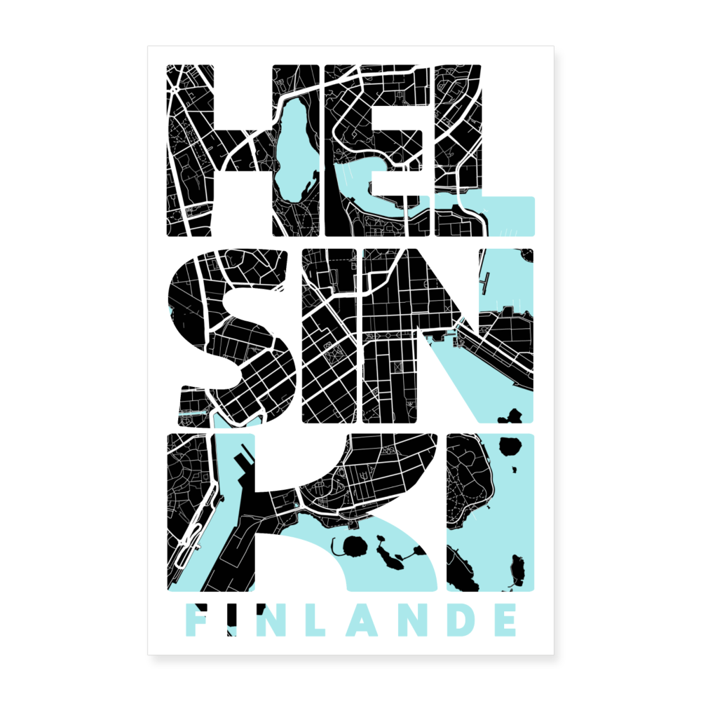 Poster Helsinki - Plan Helsinki - 60 x 90 cm - blanc