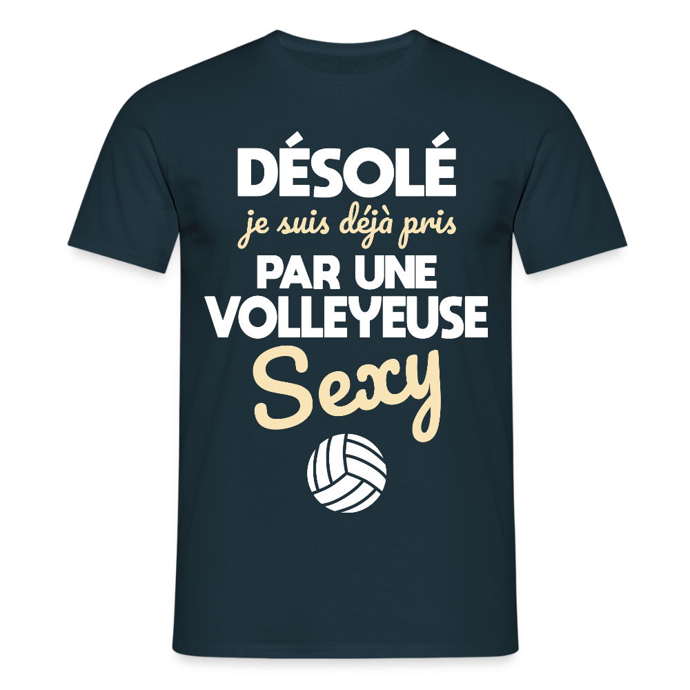 T-shirt Homme - Je suis pris par une volleyeuse sexy - marine