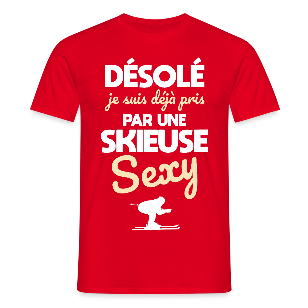 T-shirt Homme - Je suis pris par une skieuse sexy - rouge