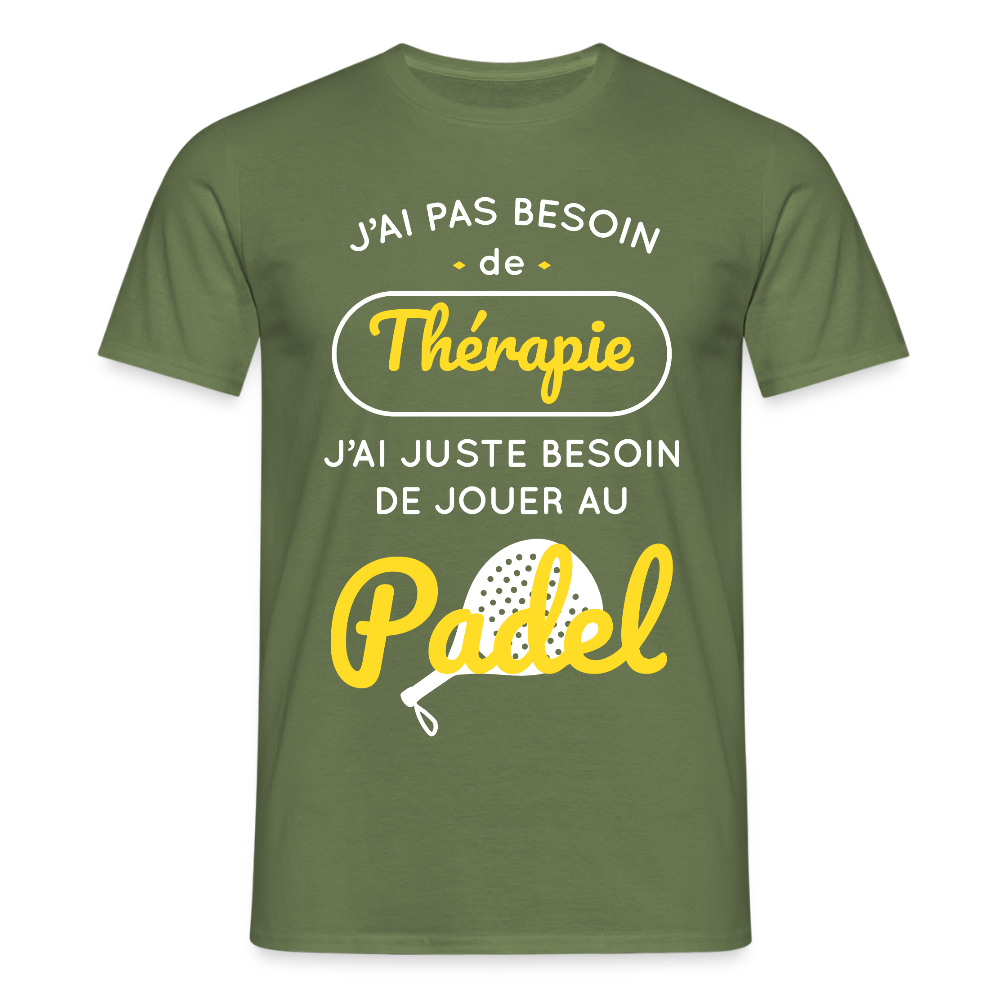 T-shirt Homme - Besoin De Jouer Au Padel - vert militaire