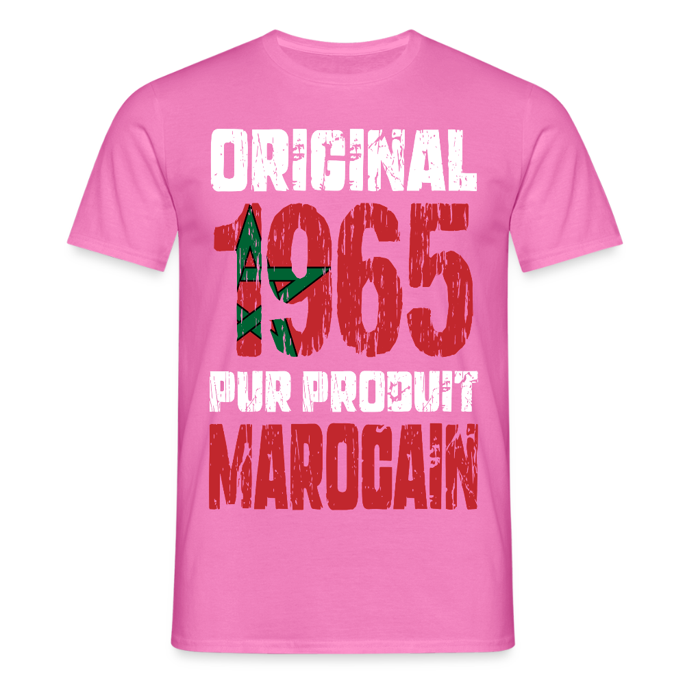 T-shirt Homme - Anniversaire 60 Ans - Original 1965 - Pur produit Marocain - rose