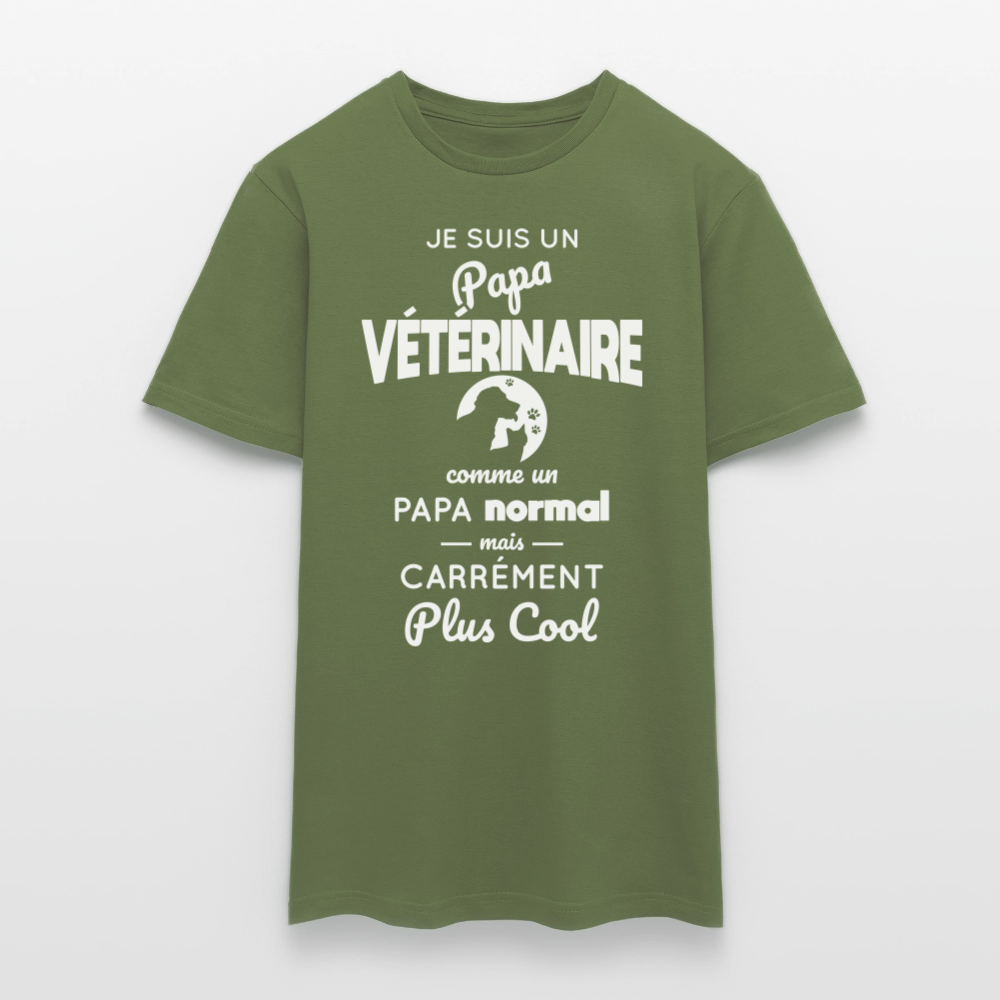 T-shirt Homme - Papa vétérinaire plus cool - vert militaire