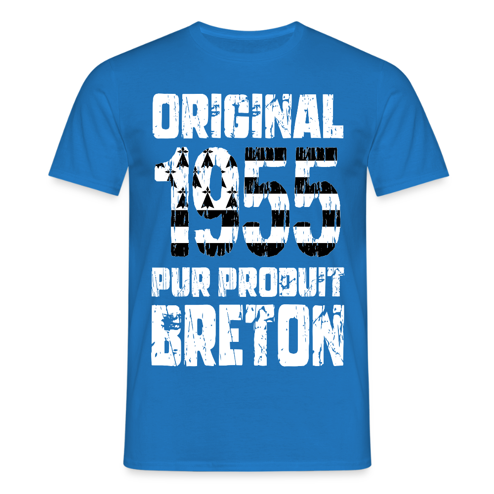 T-shirt Homme - Anniversaire 70 Ans - Original 1955 - Pur produit Breton - bleu royal