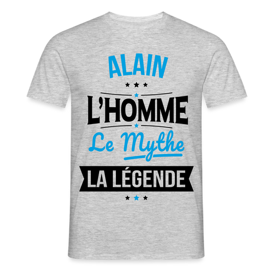 T-shirt Homme - Alain - l'Homme - le Mythe - la Légende - gris chiné