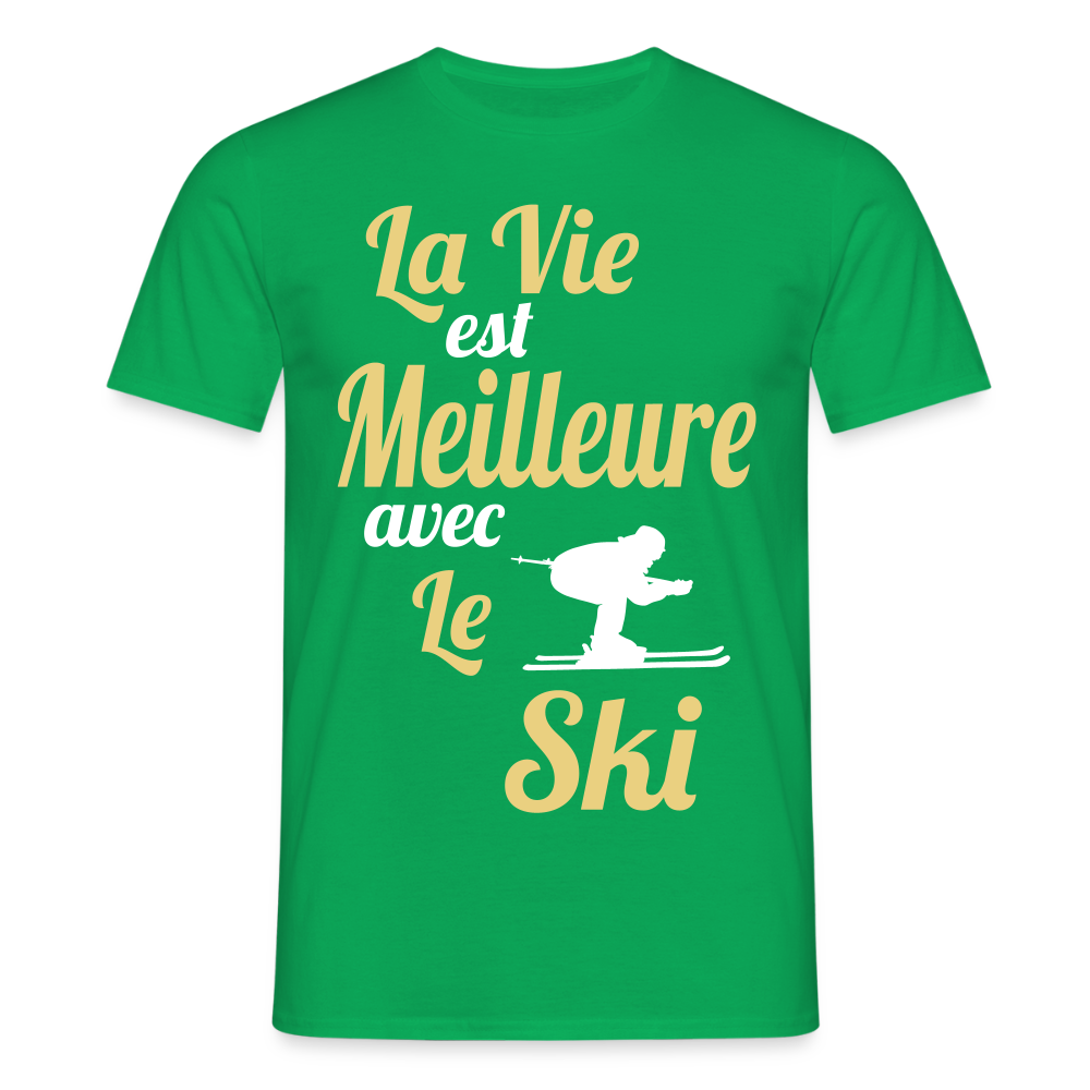 T-shirt Homme - La vie est meilleure avec le Ski - vert