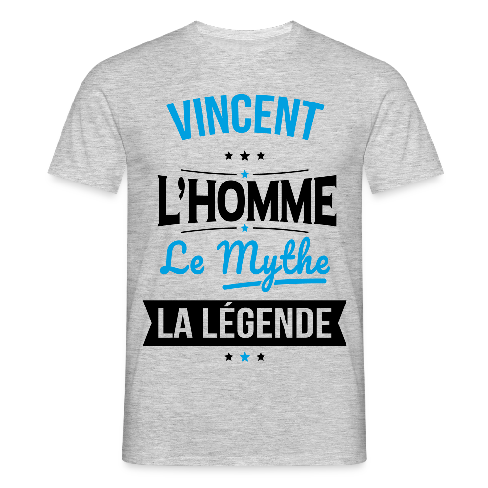 T-shirt Homme - Vincent - l'Homme - le Mythe - la Légende - gris chiné