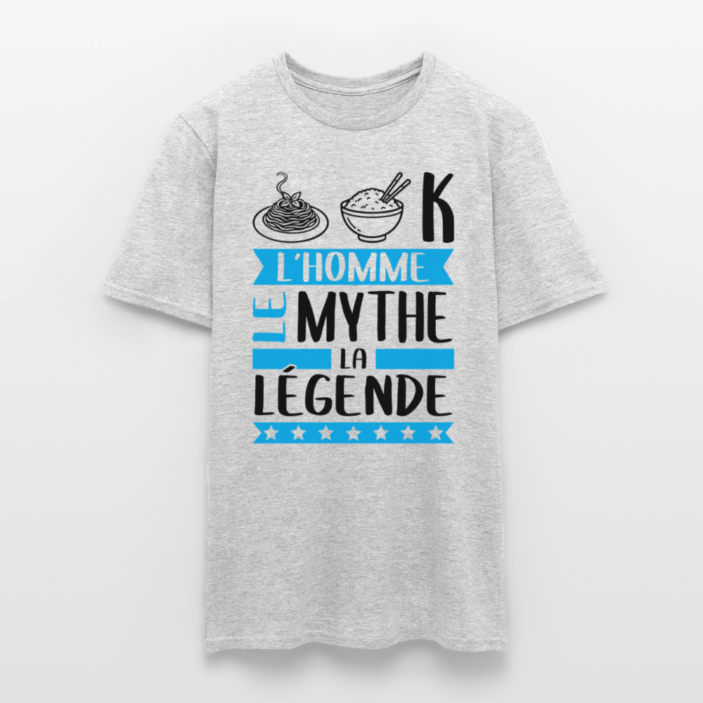 T-shirt homme coloris clair Patrick en rébus – L’homme, le mythe, la légende - gris chiné