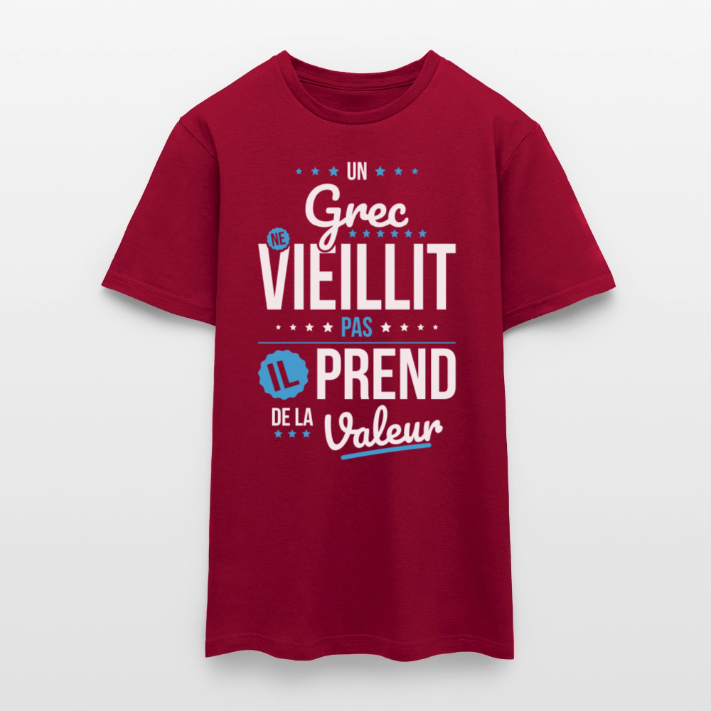 T-shirt Homme - Un Grec ne vieillit pas - rouge brique
