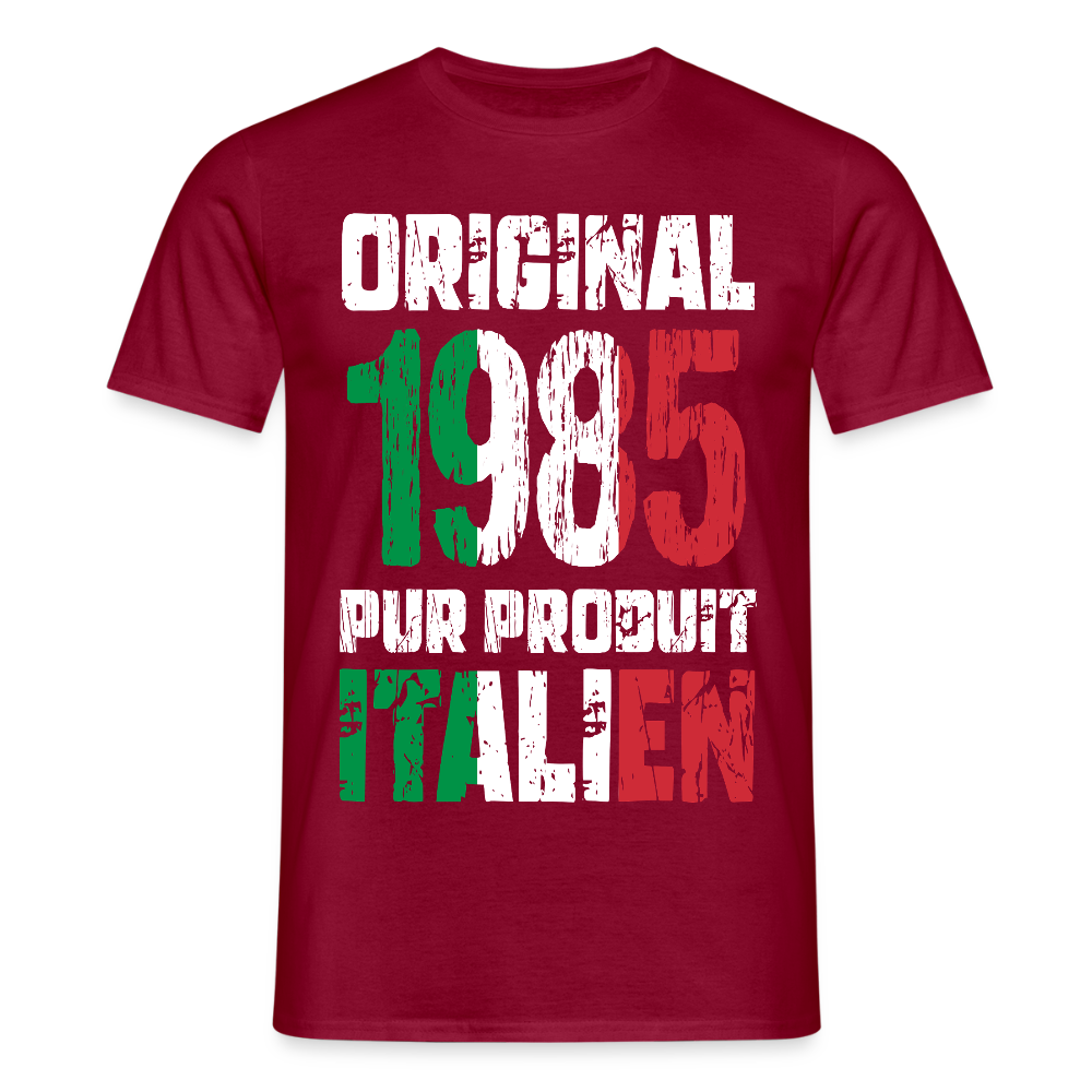 T-shirt Homme - Anniversaire 40 Ans - Original 1985 - Pur produit Italien - rouge brique