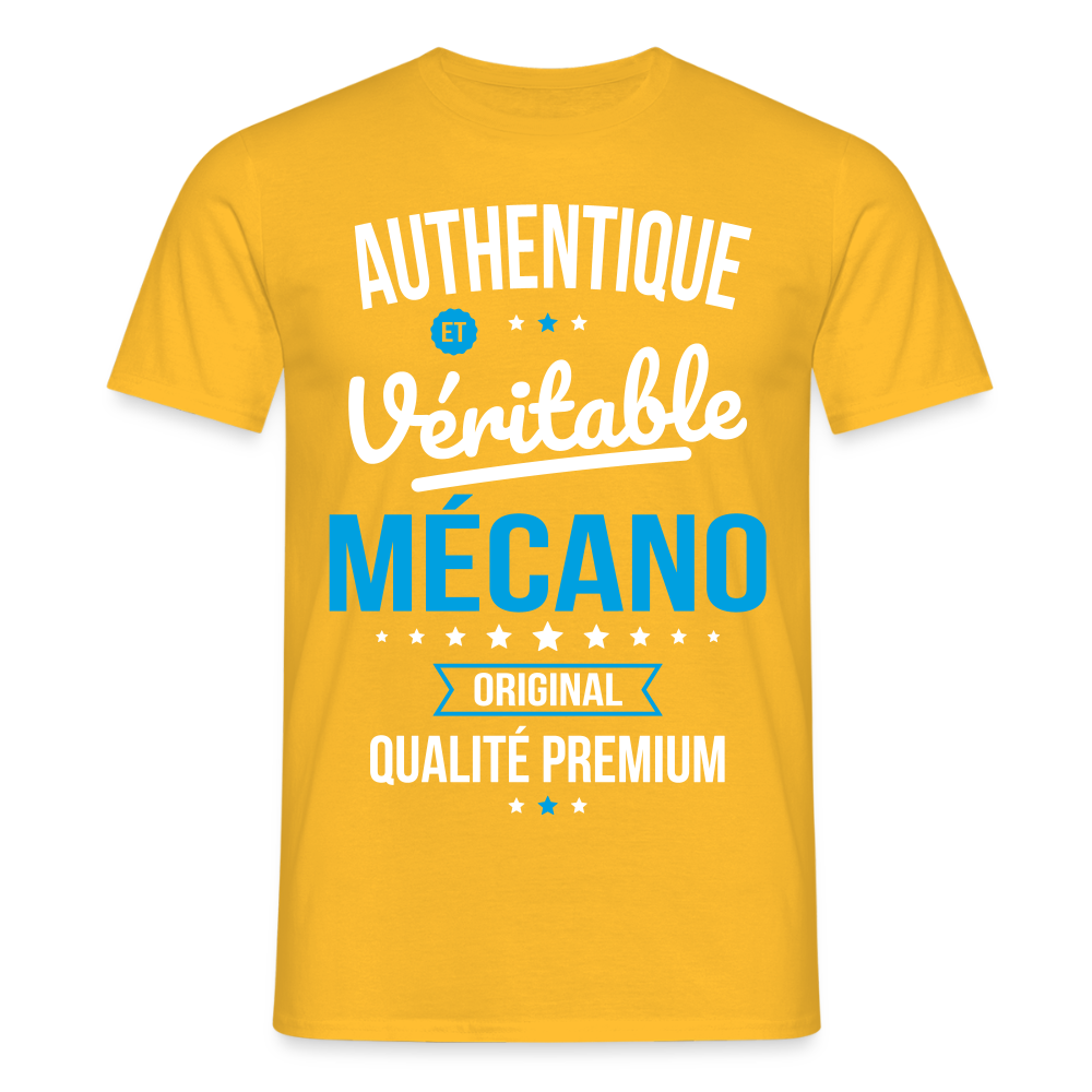 T-shirt Homme - Authentique et véritable Mécano - jaune