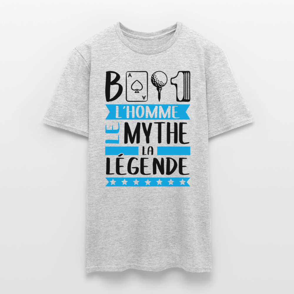 T-shirt homme coloris clair Bastien rébus – L’homme, le mythe, la légende - gris chiné
