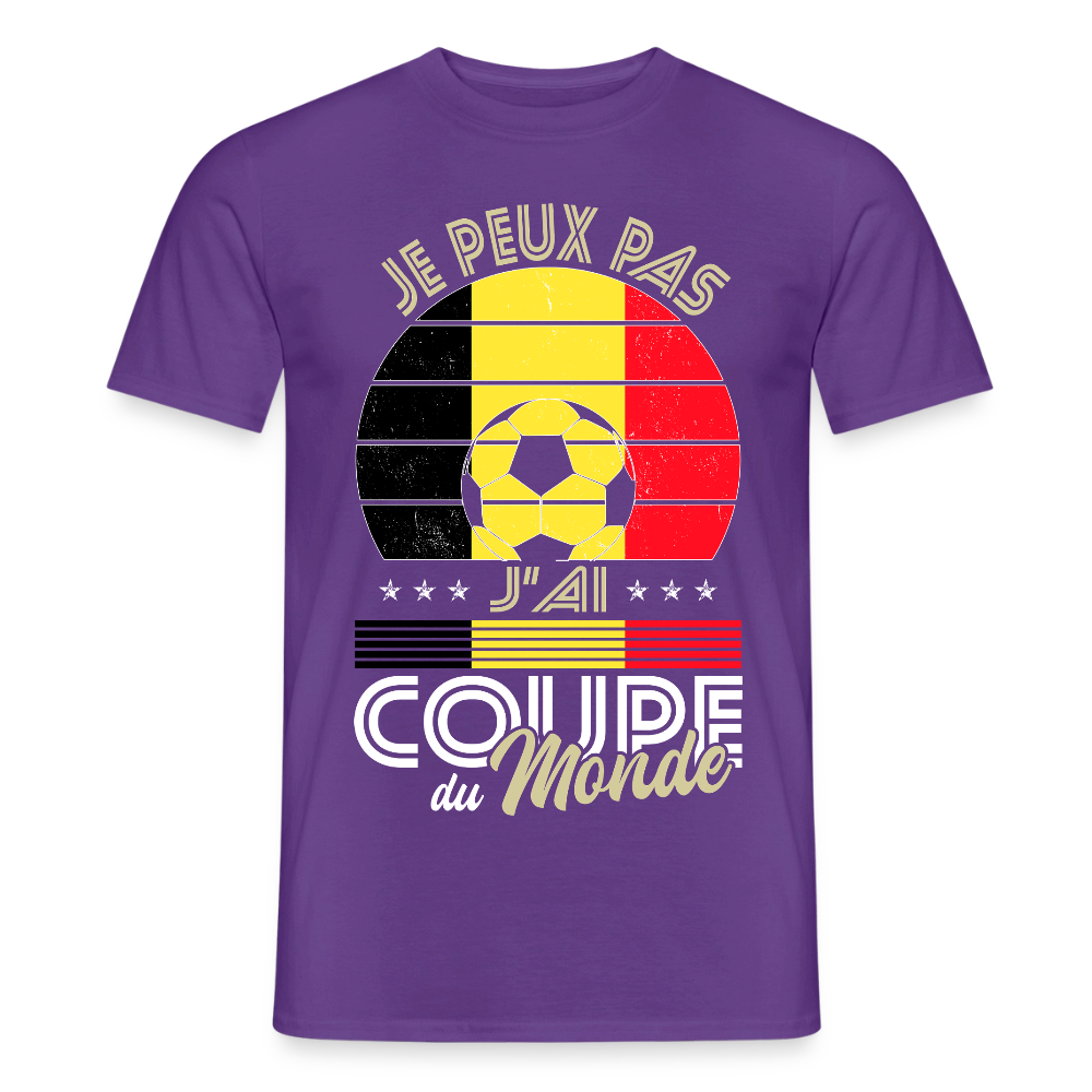 T-shirt Homme - Je peux pas j'ai Coupe du Monde - Belgique - violet