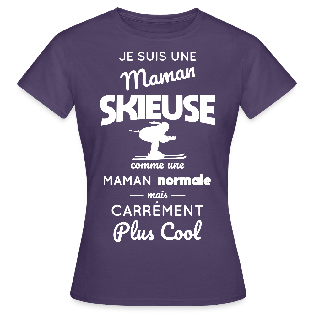 T-shirt Femme - Maman skieuse plus cool - violet foncé