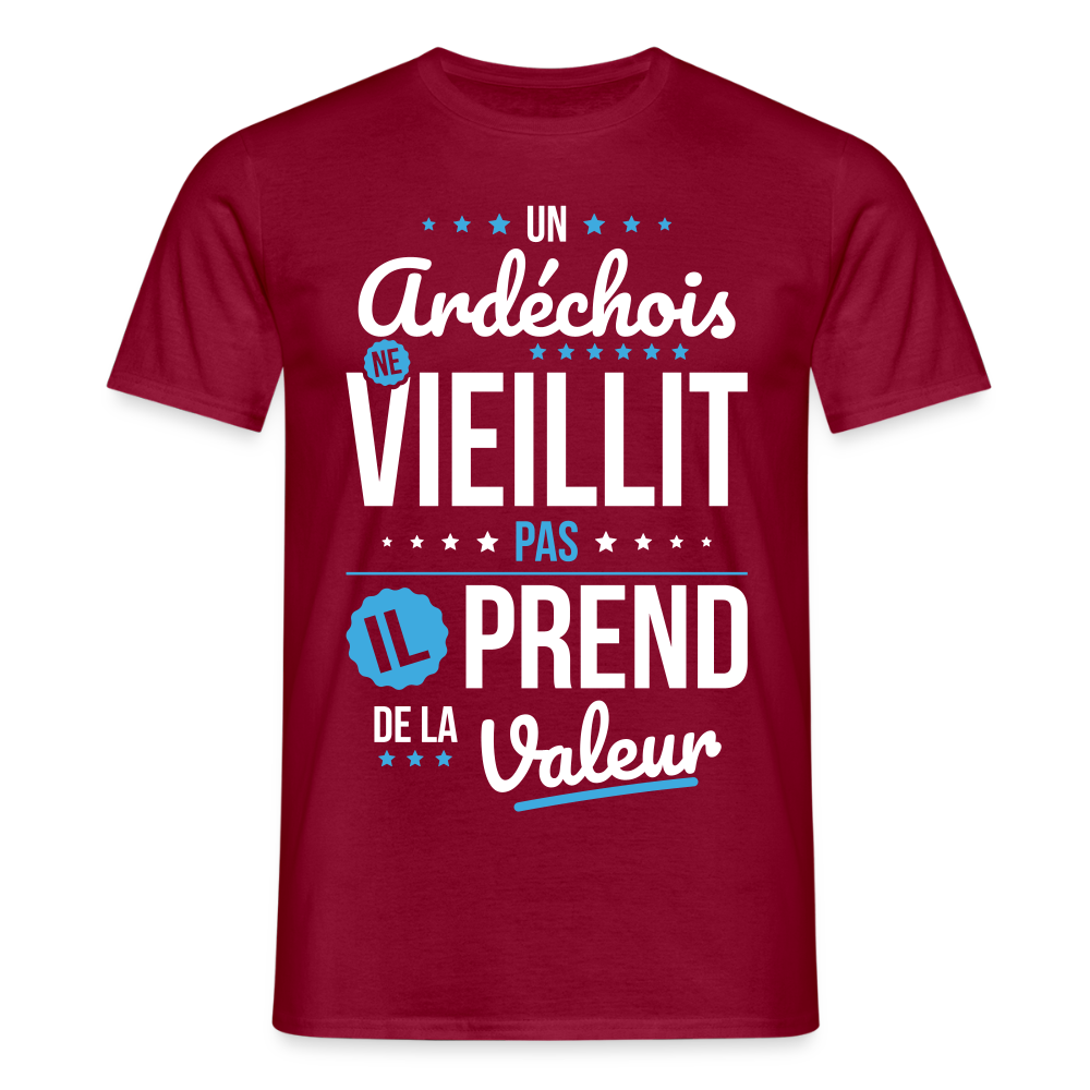 T-shirt Homme - Un Ardéchois ne vieillit pas - rouge brique