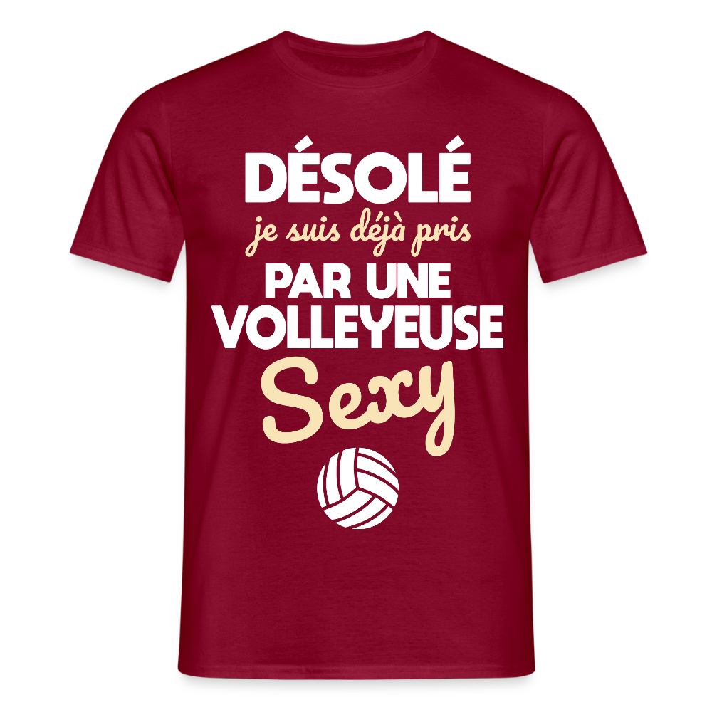 T-shirt Homme - Je suis pris par une volleyeuse sexy - rouge brique