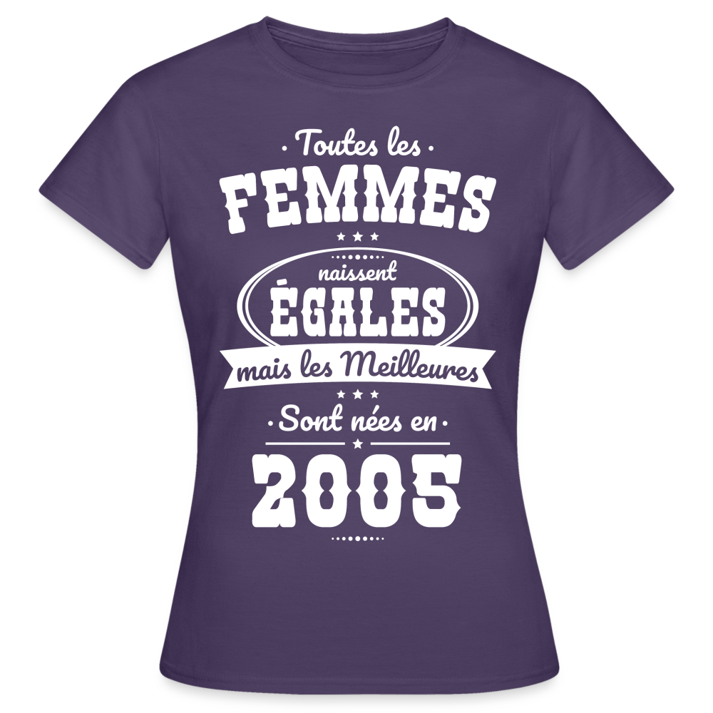 T-shirt Femme - Anniversaire 20 Ans - Les meilleures sont nées en 2005 - violet foncé