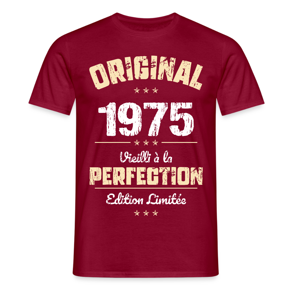 T-shirt Homme - Anniversaire 50 Ans - Original 1975 - rouge brique