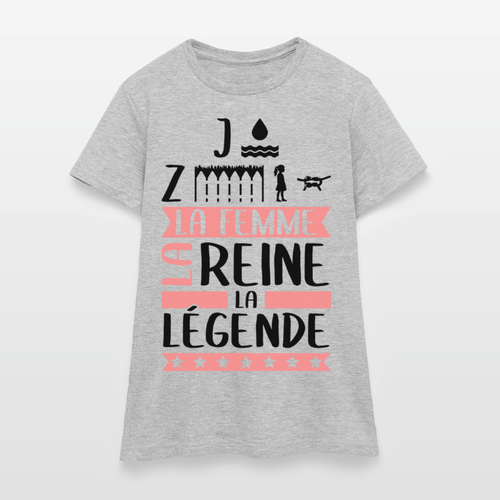 T-shirt femme coloris clair Joséphine rébus – La femme, la reine, la légende - gris chiné