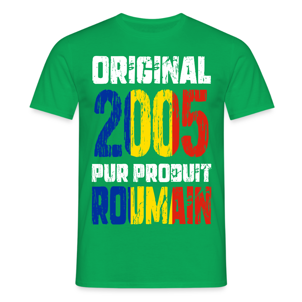 T-shirt Homme - Anniversaire 20 Ans - Original 2005 - Pur produit Roumain - vert