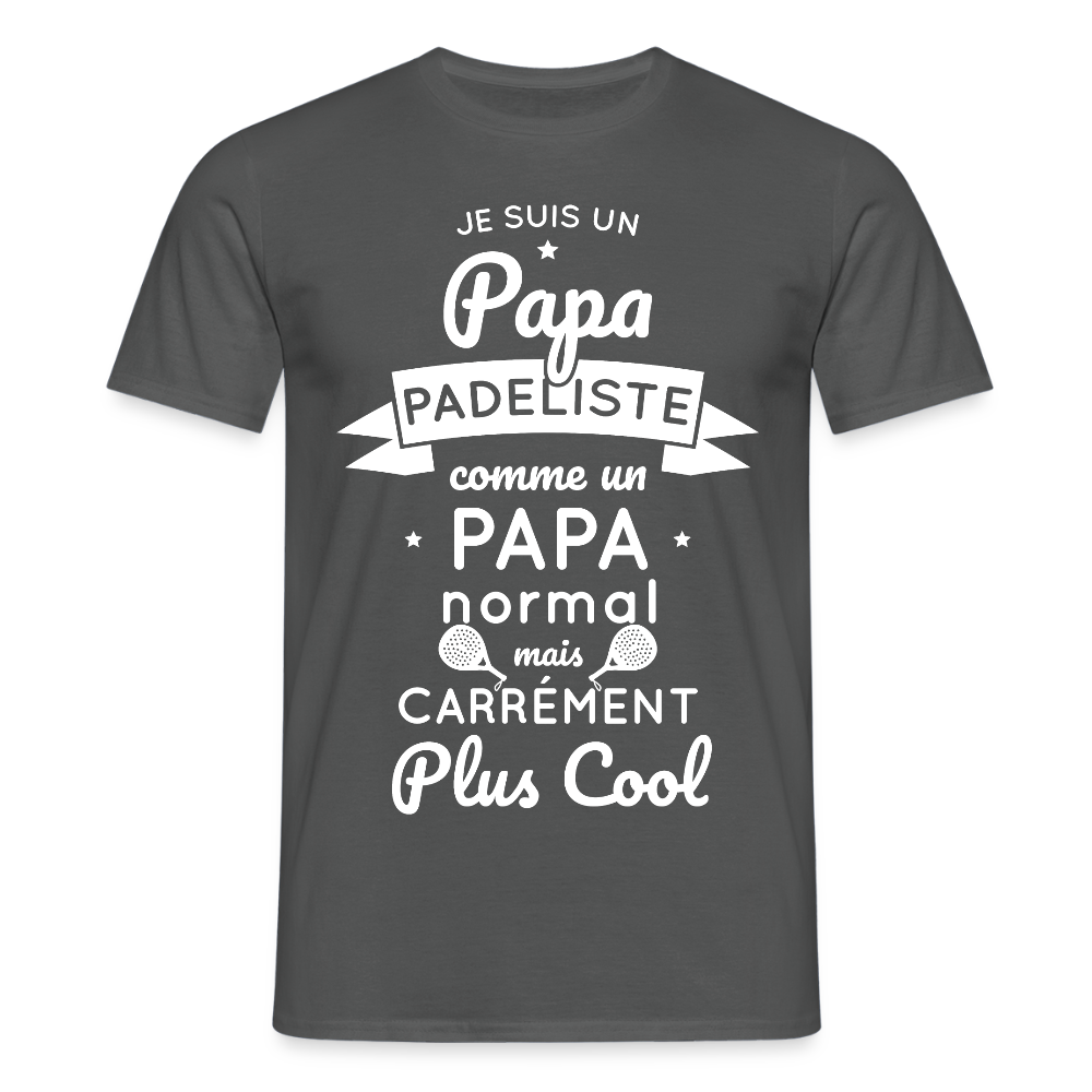 T-shirt Homme - Papa Padeliste Plus Cool - charbon