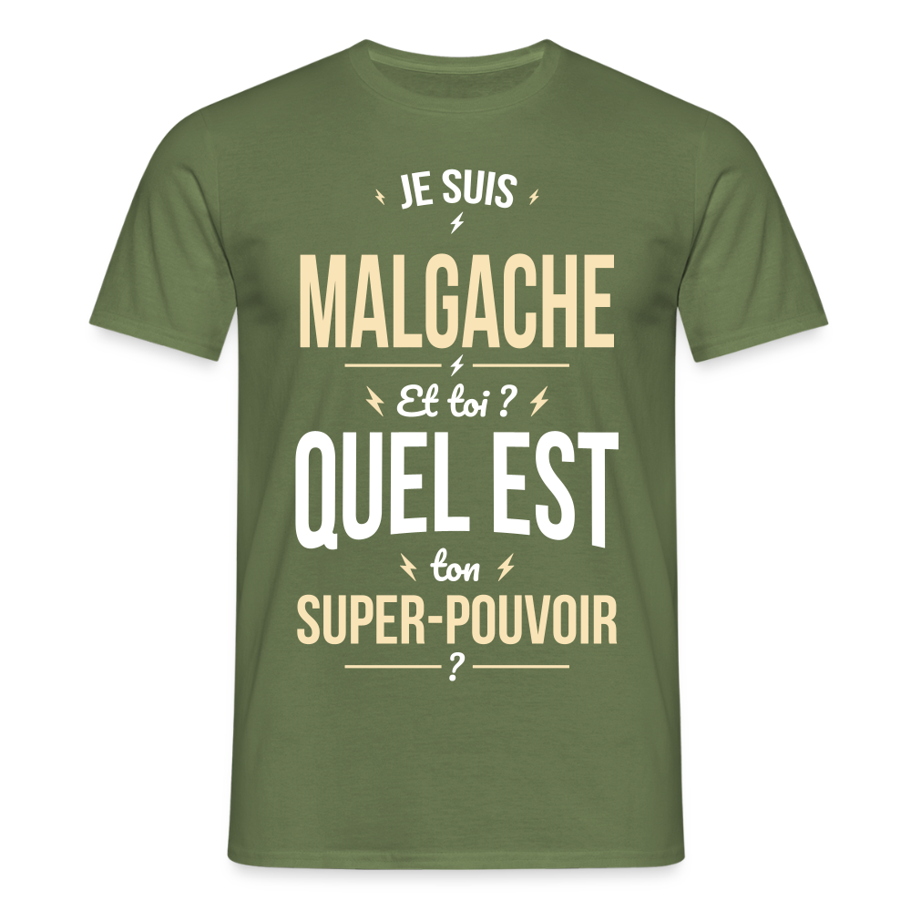 T-shirt Homme - Je suis Malgache - Super-pouvoir - vert militaire