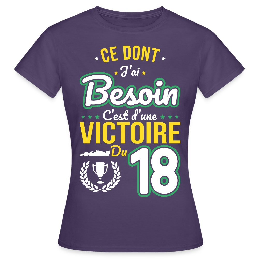 T-shirt Femme - Ce dont j'ai besoin c'est d'une victoire du 18 - violet foncé