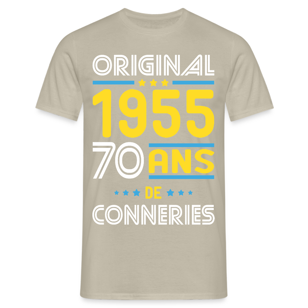 T-shirt Homme - Anniversaire 70 Ans - Original 1955 - Conneries - beige sable
