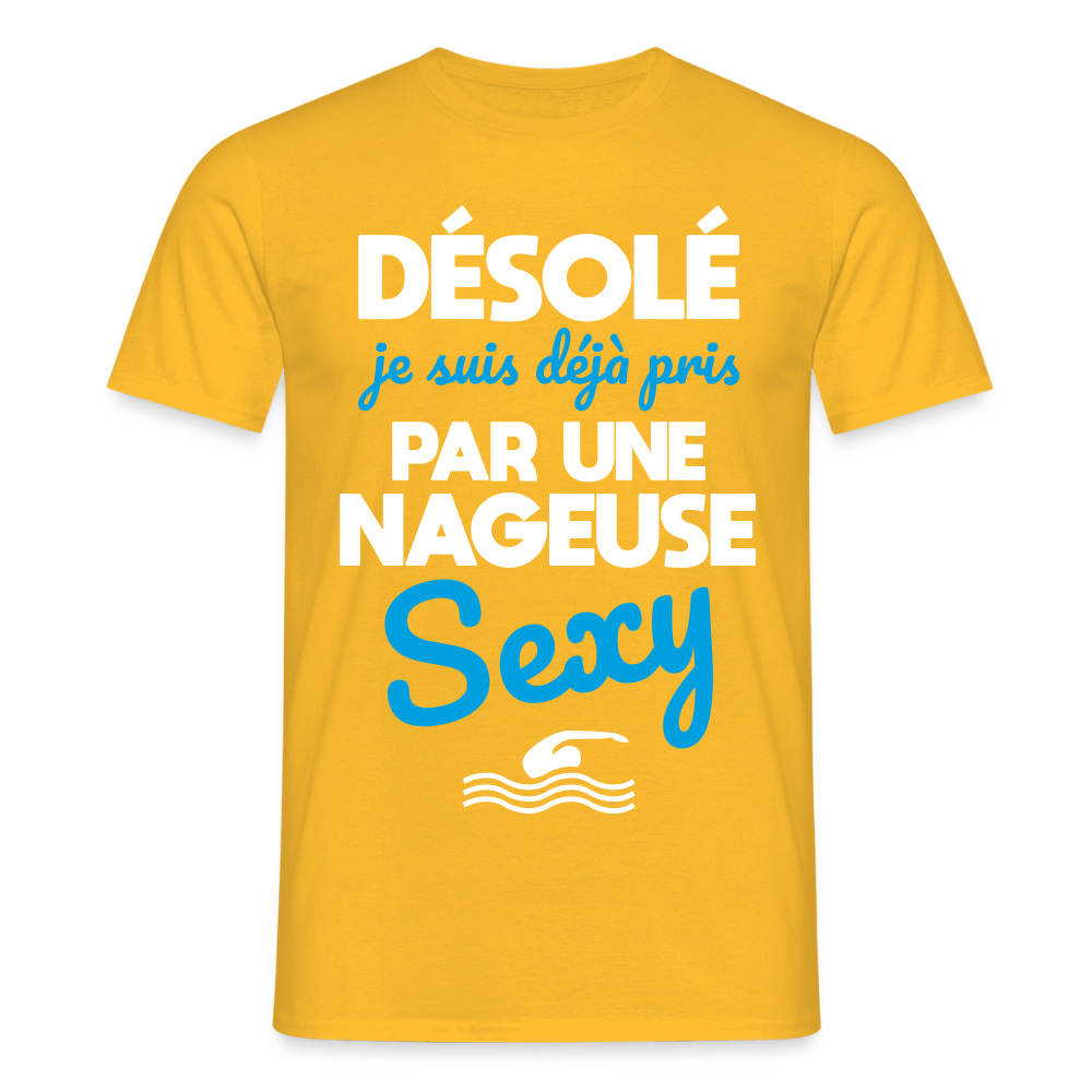 T-shirt Homme - Je suis pris par une nageuse sexy - jaune