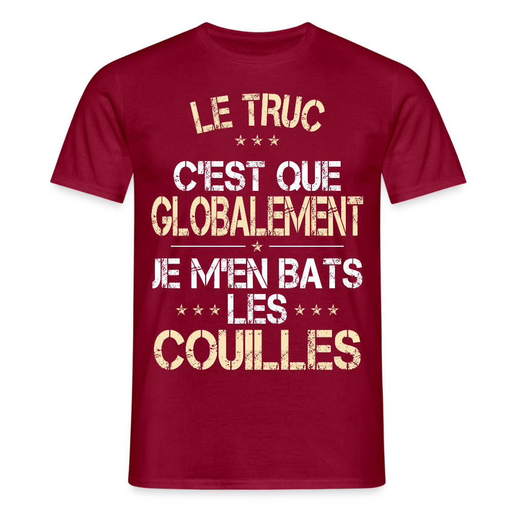 T-shirt Homme - Je m'en bats les couilles - rouge brique