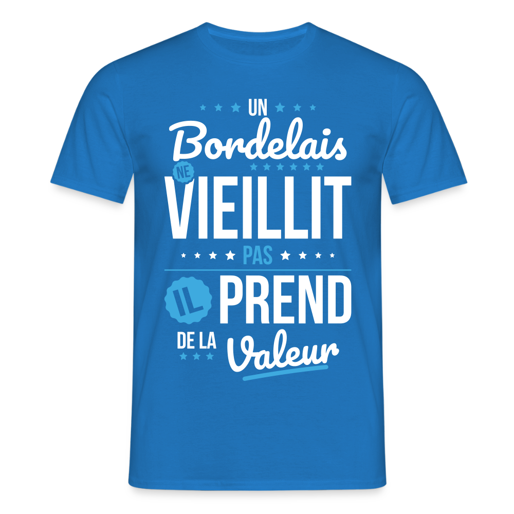 T-shirt Homme - Un Bordelais ne vieillit pas - bleu royal