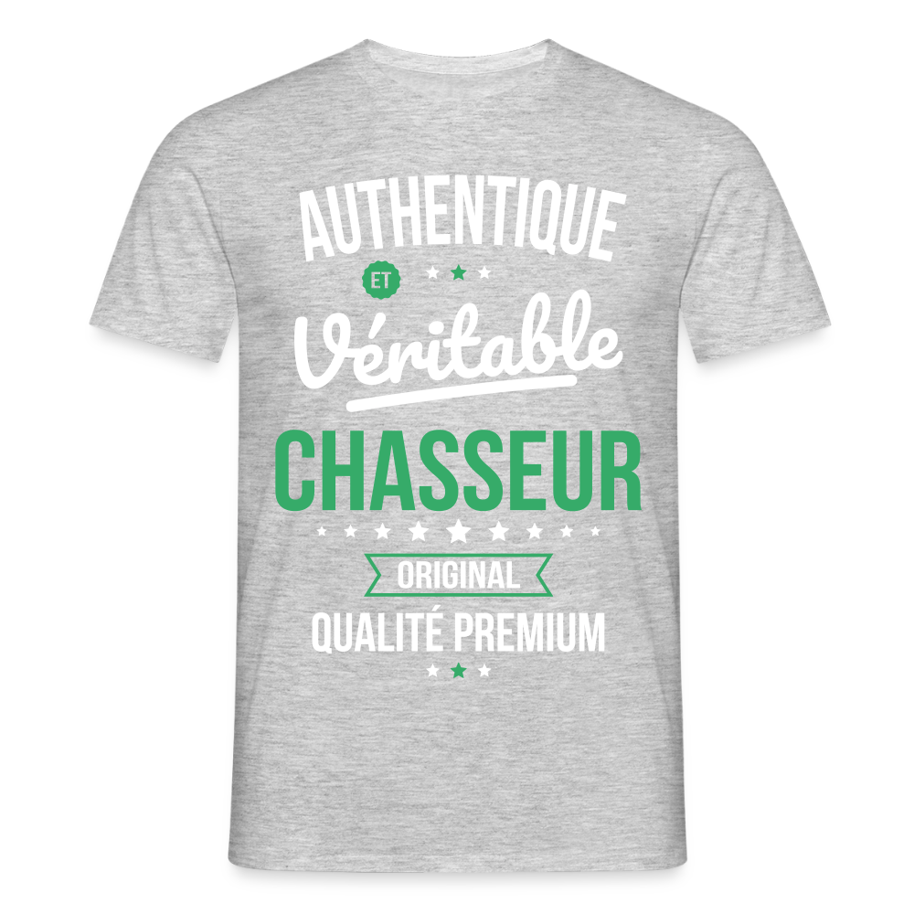T-shirt Homme - Authentique et véritable Chasseur - gris chiné
