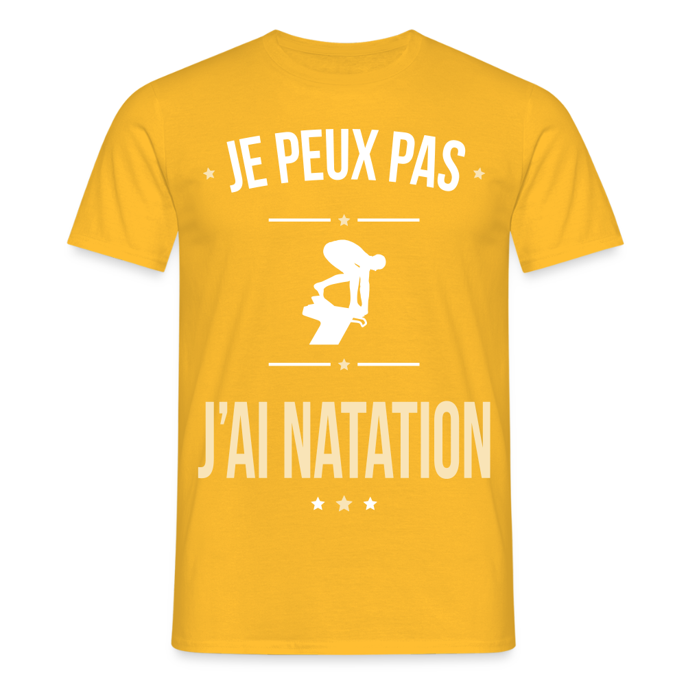T-shirt Homme - Je peux pas j'ai Natation - jaune