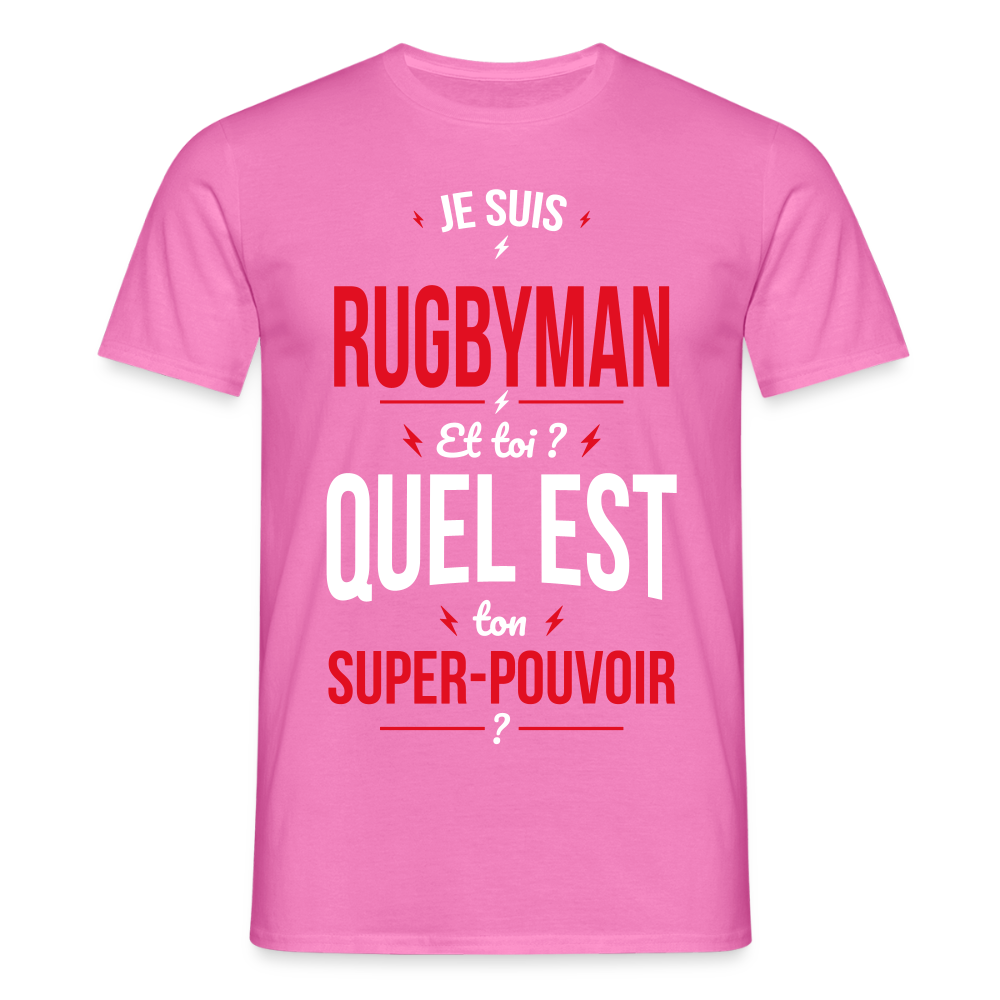 T-shirt Homme - Je suis rugbyman - Super-pouvoir - rose