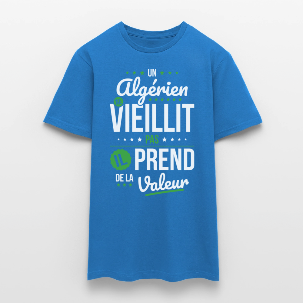 T-shirt Homme - Un Algérien ne vieillit pas - bleu royal