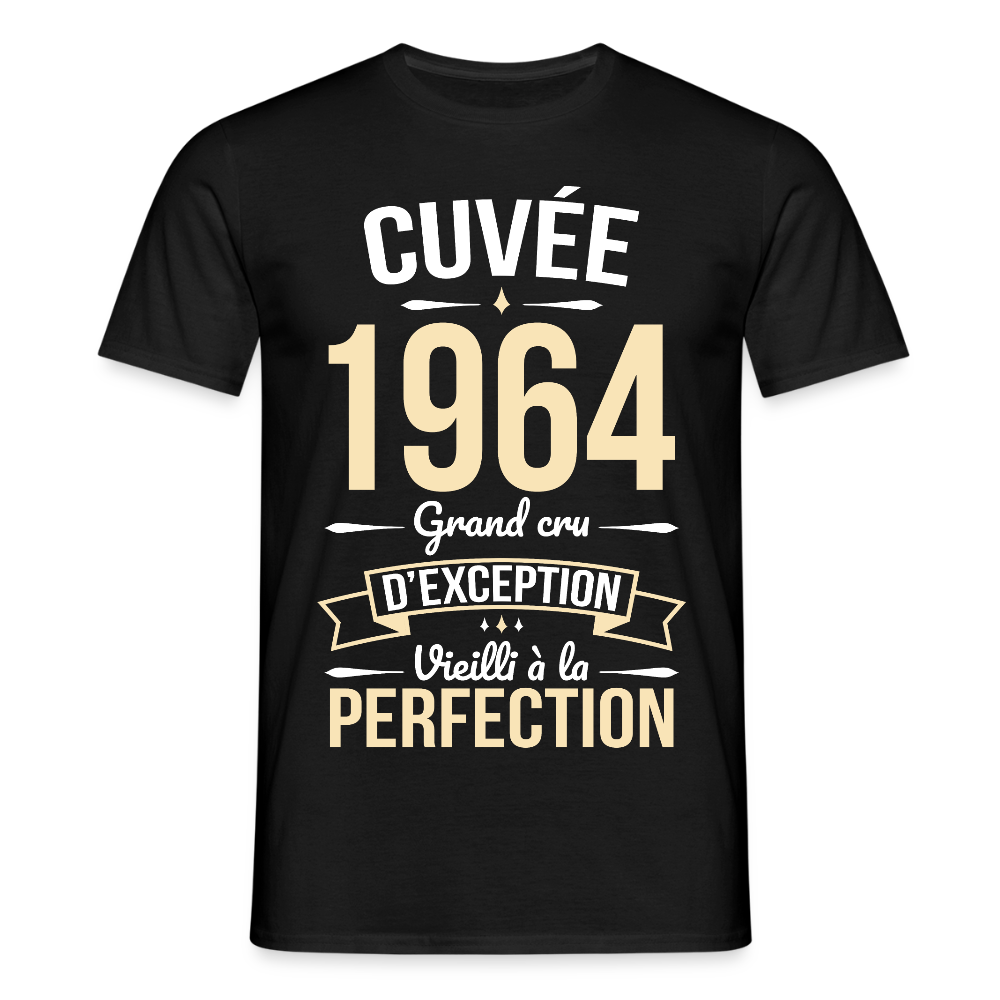 T-shirt Homme - Anniversaire 61 Ans - Cuvée 1964 - noir