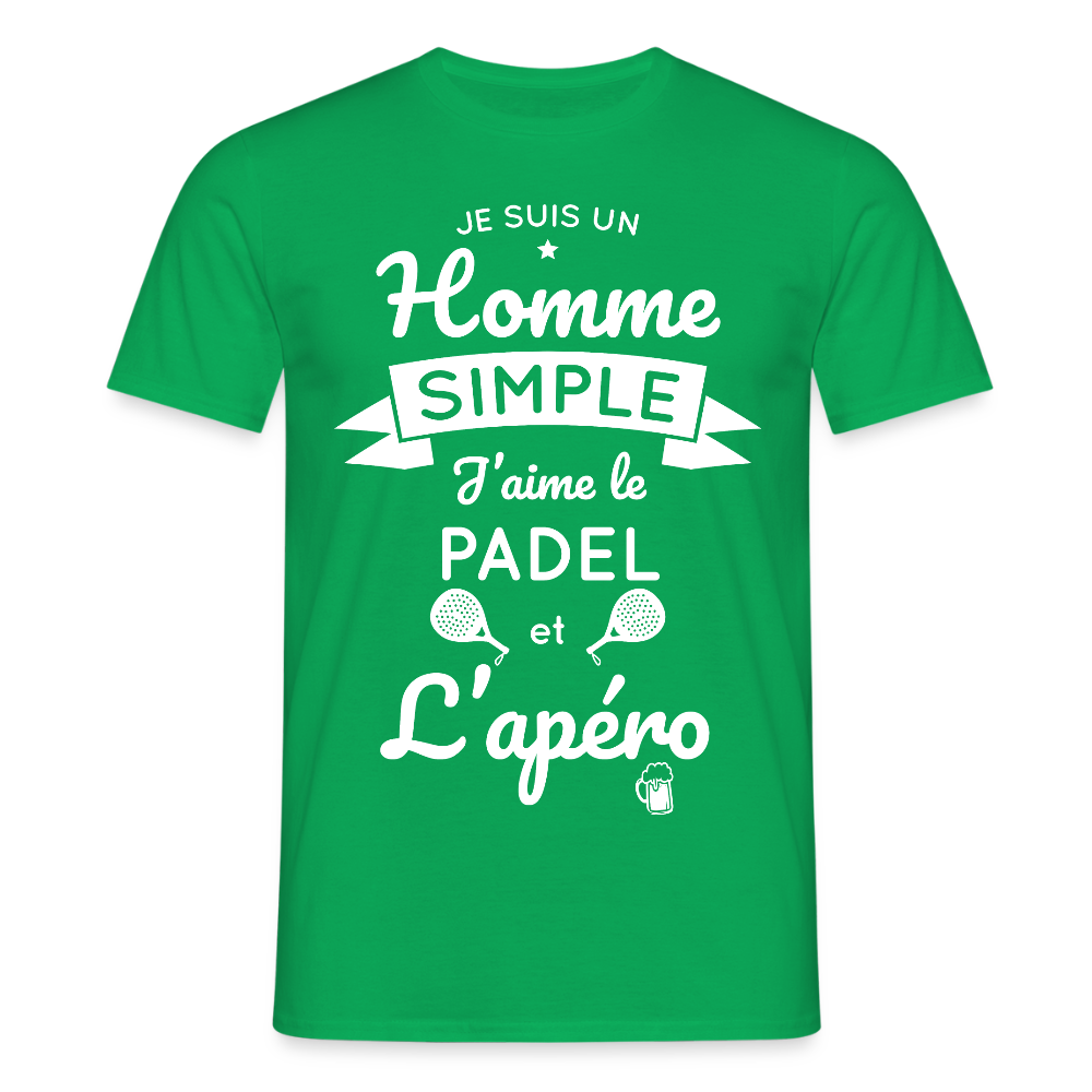 T-shirt Homme - Je Suis un Homme Simple j'aime le Padel et L'apéro - vert