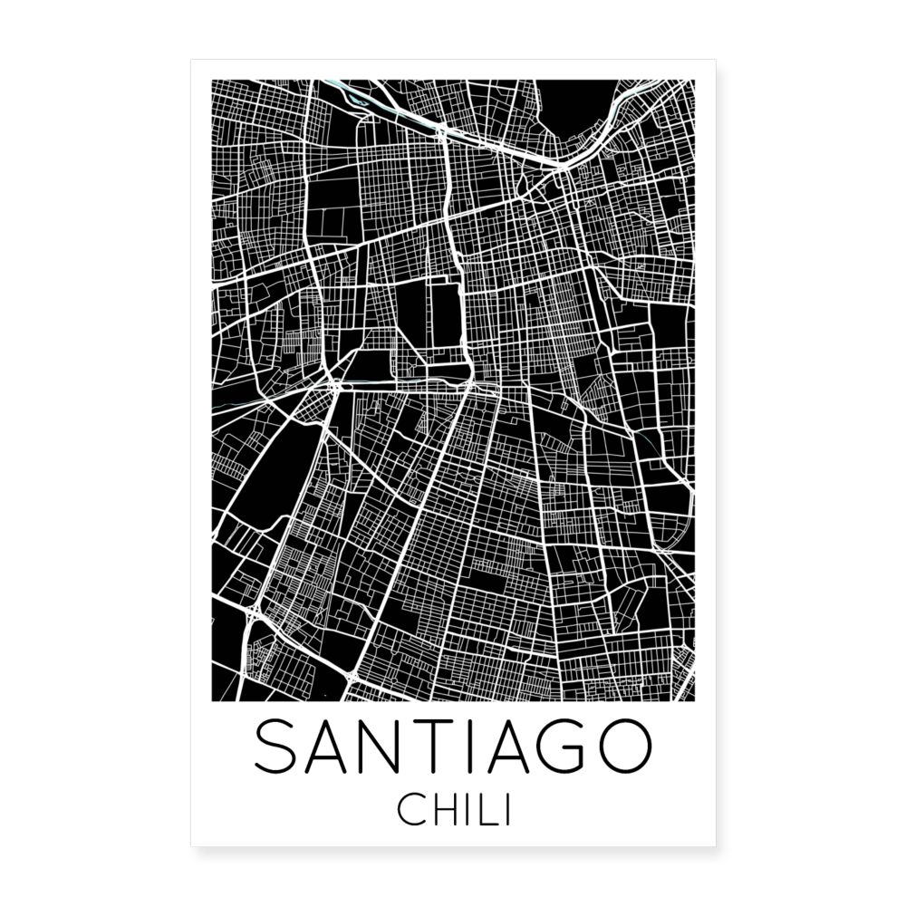 Poster Santiago - Plan Santiago - 40 x 60 cm - blanc
