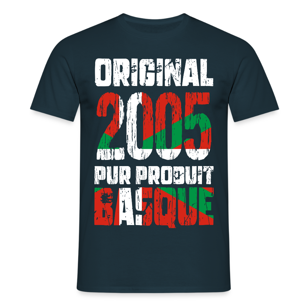 T-shirt Homme - Anniversaire 20 Ans - Original 2005 - Pur produit Basque - marine