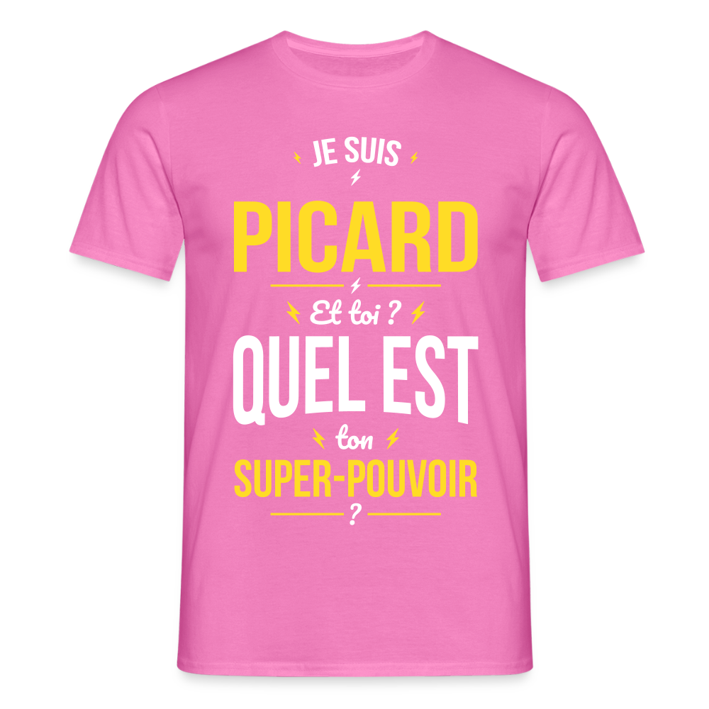 T-shirt Homme - Je suis Picard - Super-pouvoir - rose
