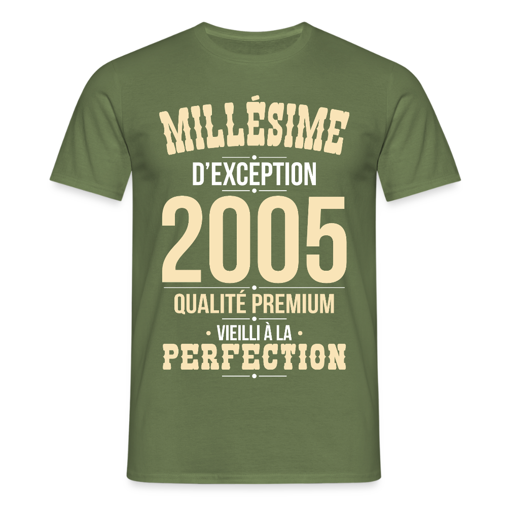 T-shirt Homme - Anniversaire 20 Ans - Millésime 2005 - vert militaire