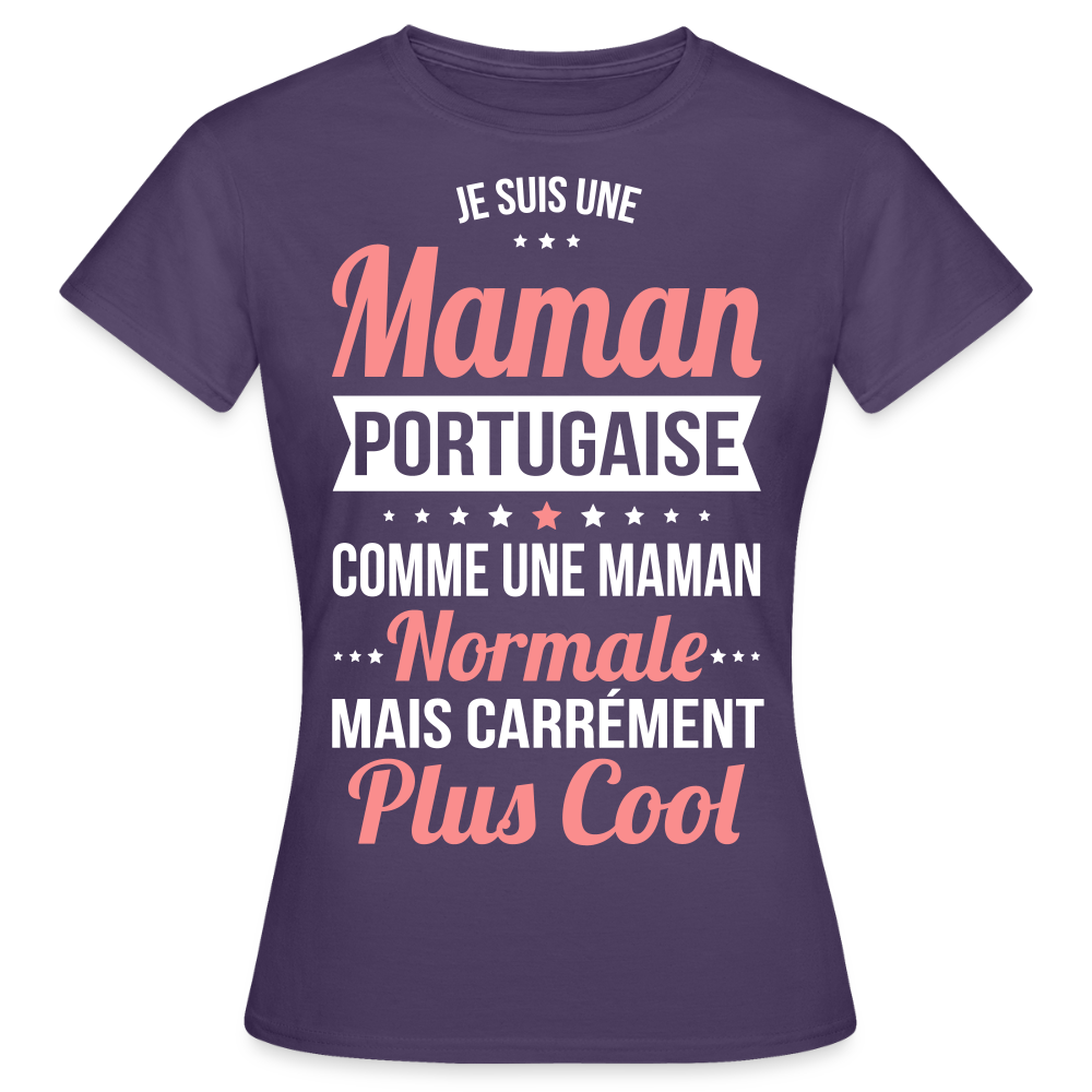 T-shirt Femme - Maman Portugaise plus cool - violet foncé