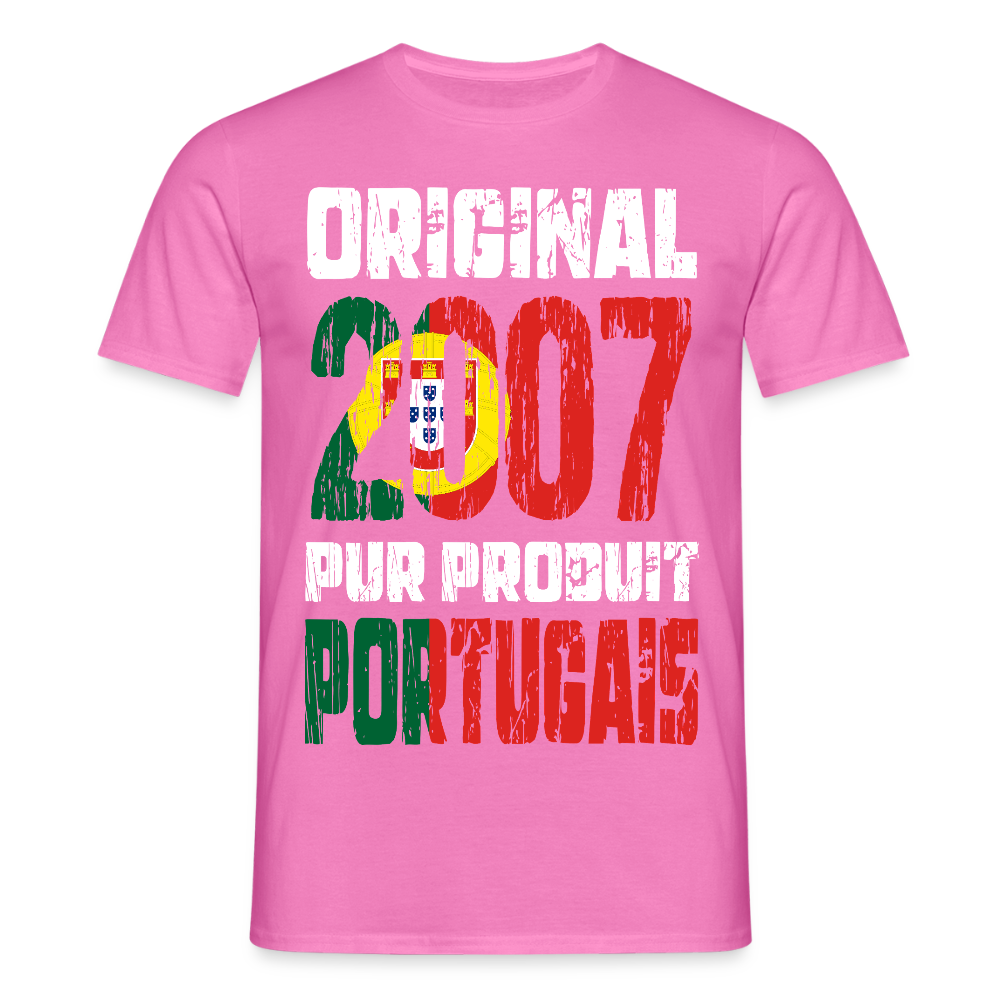 T-shirt Homme - Anniversaire 18 Ans - Original 2007 - Pur produit Portugais - rose