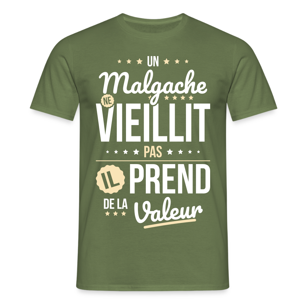 T-shirt Homme - Un Malgache ne vieillit pas - vert militaire