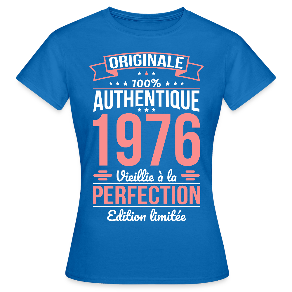 T-shirt anniversaire femme 50 ans – Originale 1976 - bleu royal