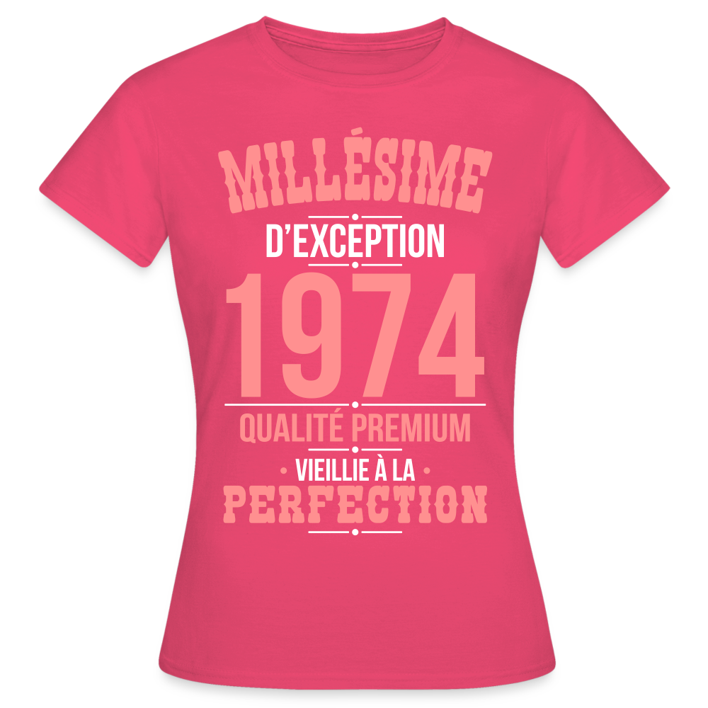T-shirt Femme - Anniversaire 51 Ans - Millésime 1974 - rose azalée