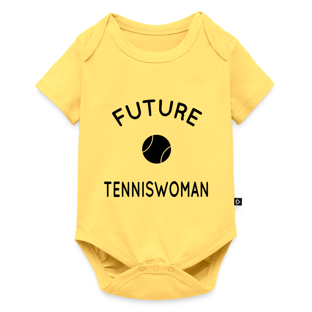 Body Bébé bio manches courtes - Future tenniswoman - jaune pastel