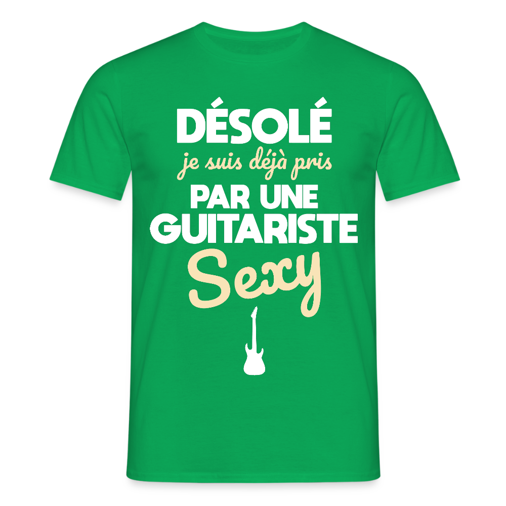 T-shirt Homme - Je suis pris par une guitariste sexy - vert
