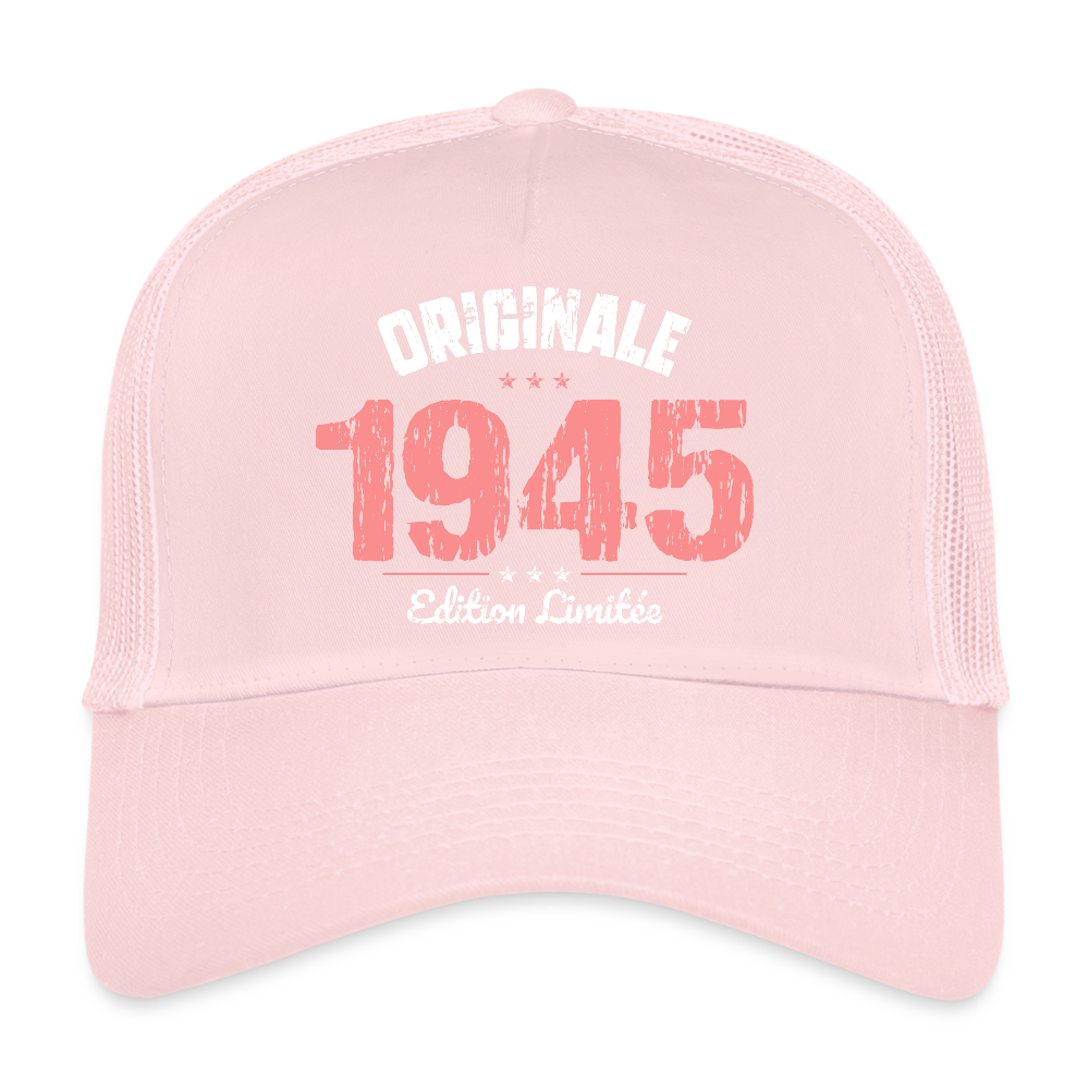 Casquette Trucker - Anniversaire 80 Ans - Originale 1945 - rose pâle